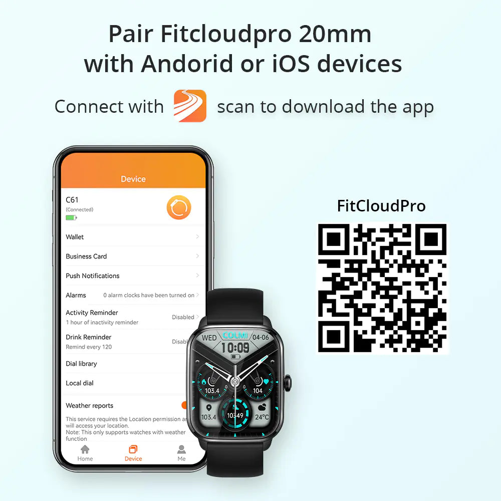 COLMI C61 Smart Watch with Heart Rate and Music Features