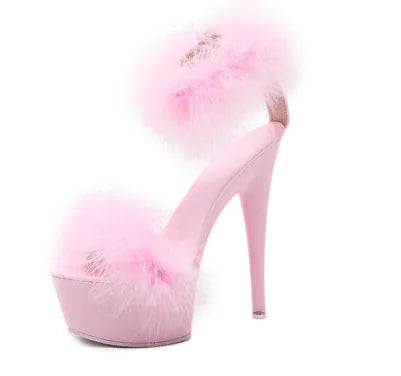 Furry Women's High Heels with Platform for Nightclub