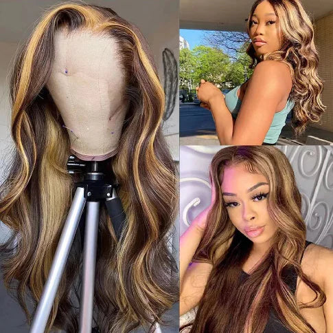 Honey Blonde Ombre Loose Wave Lace Wig (One Piece)