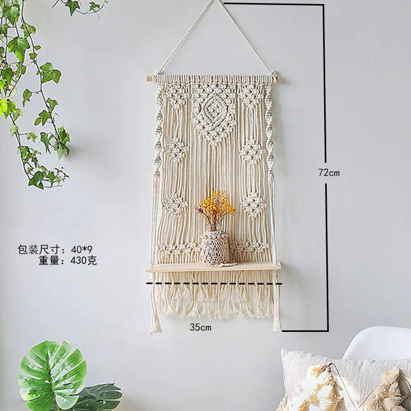 Bohemian Handwoven Tapestry Wall Shelf Decor