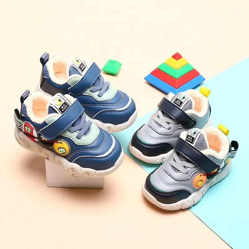 Boys' Walking Cotton Sports Shoes with Leather and Plush