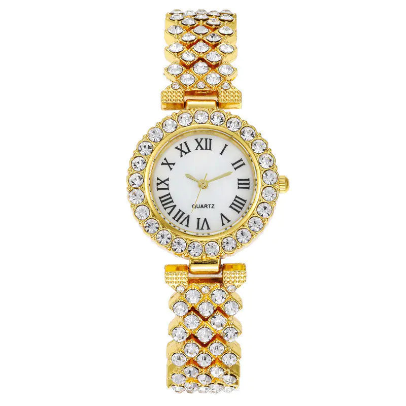 Fashion Roman Pattern Women's Diamond Quartz Watch