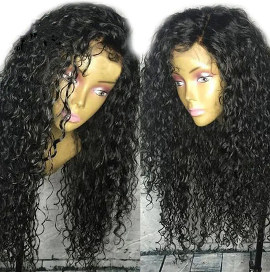 Black Mid-Part Long Wavy Wig for Women