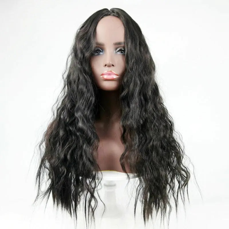 African Curly Long Hair Wig with Middle Part (Full Set)