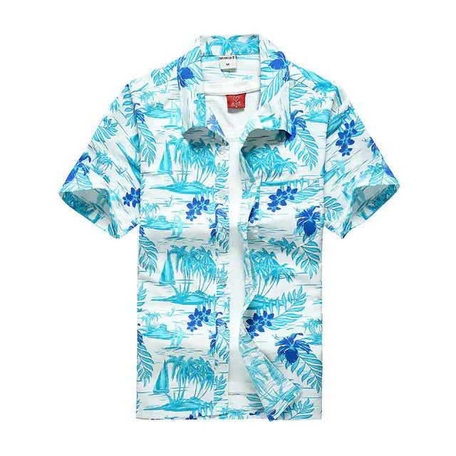 2023 Men's Hawaiian Print Short Sleeve Quick Dry Shirt