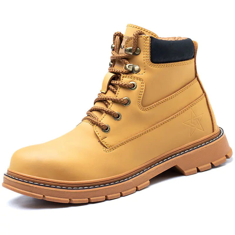 High-Top Steel Toe Microfiber Leather Work Shoes