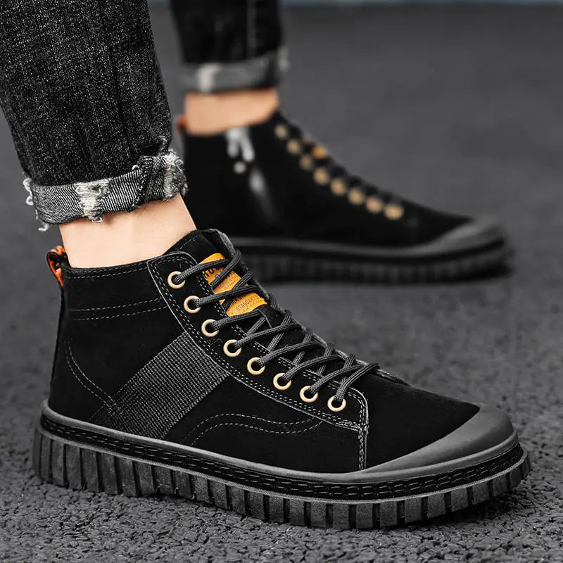 Men's High-Top Leather Boots in British Style