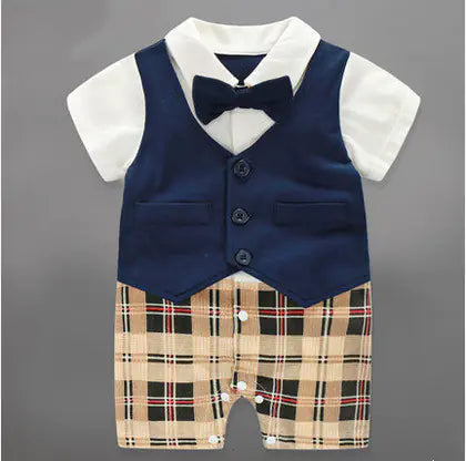 Gentleman Style Cotton Romper for Newborn Boys