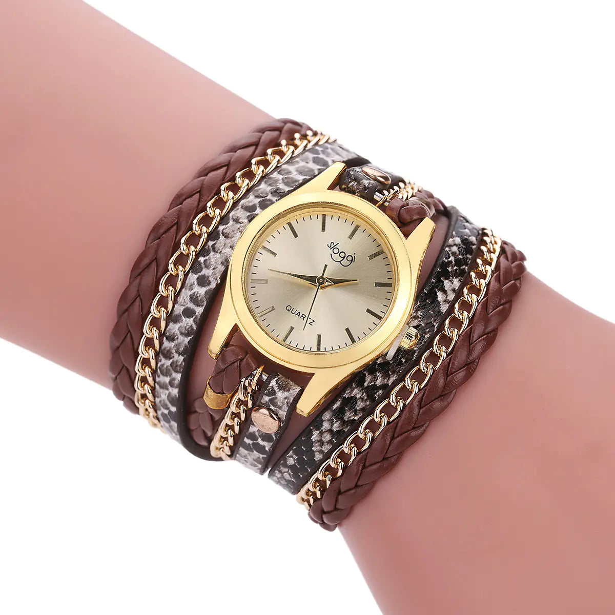 Women's Braided Bracelet Quartz Watch with Alloy Buckle