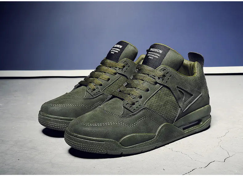 Men's Retro Leather Mid-Top Casual Running Shoes