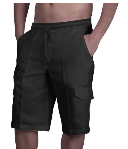 Men's Linen Multi-Pocket Beach Cargo Shorts (Single Item)