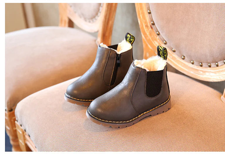 Children's Leather Short Boots for Boys and Girls