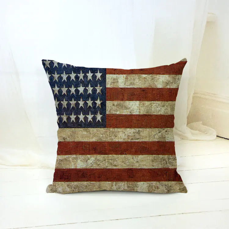 World Flag Linen Cotton Pillow for Car and Sofa Decor