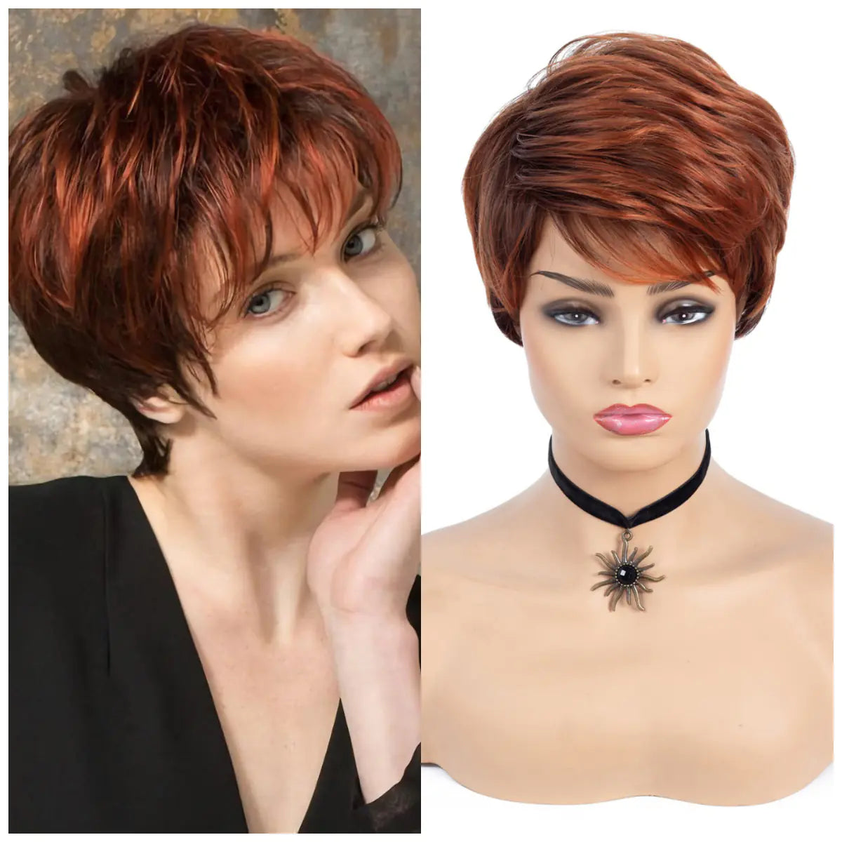 Brown Red Wavy Short Wig for Women - Stylish Look