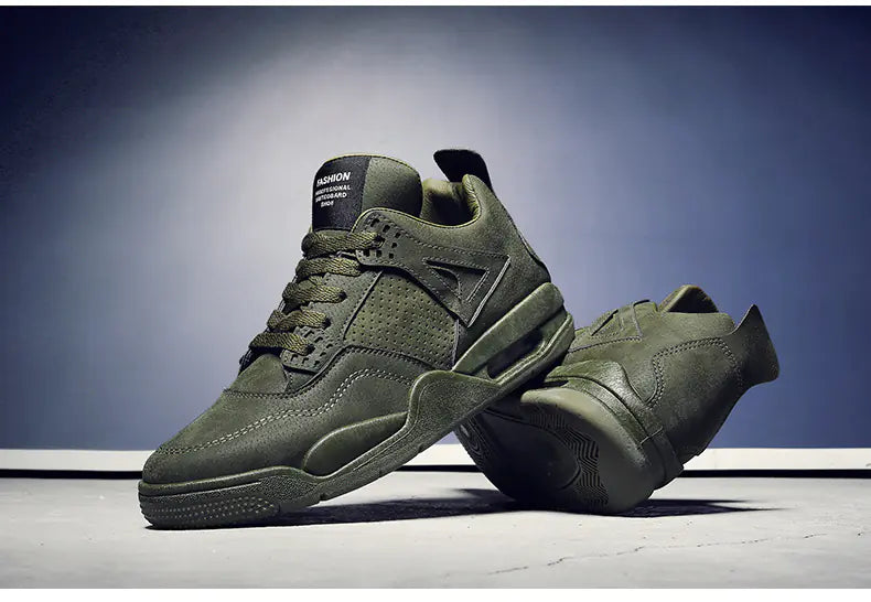 Men's Retro Leather Mid-Top Casual Running Shoes