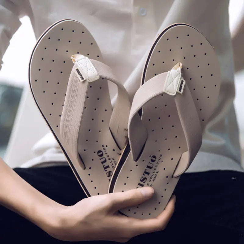 Men's Summer Beach Flip Flops - Breathable Slip-On (Size 47-48)