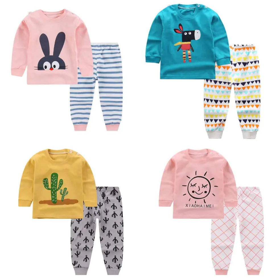 Gift Boxed Cartoon Kids' Cotton Pajama Set (Autumn/Winter)