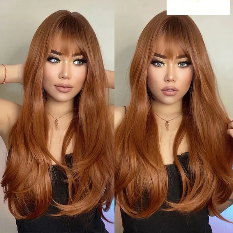 Fashion Long Straight Brown Grey Wig for Women