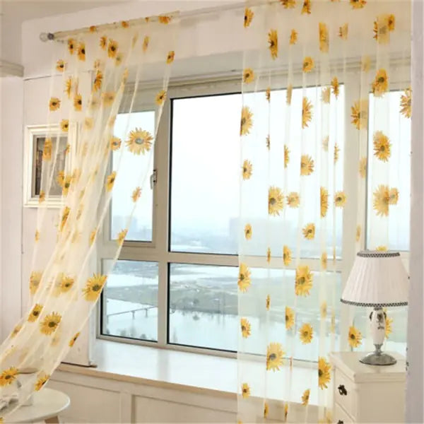 Sunflower Printed Translucent Window Screen for Balcony