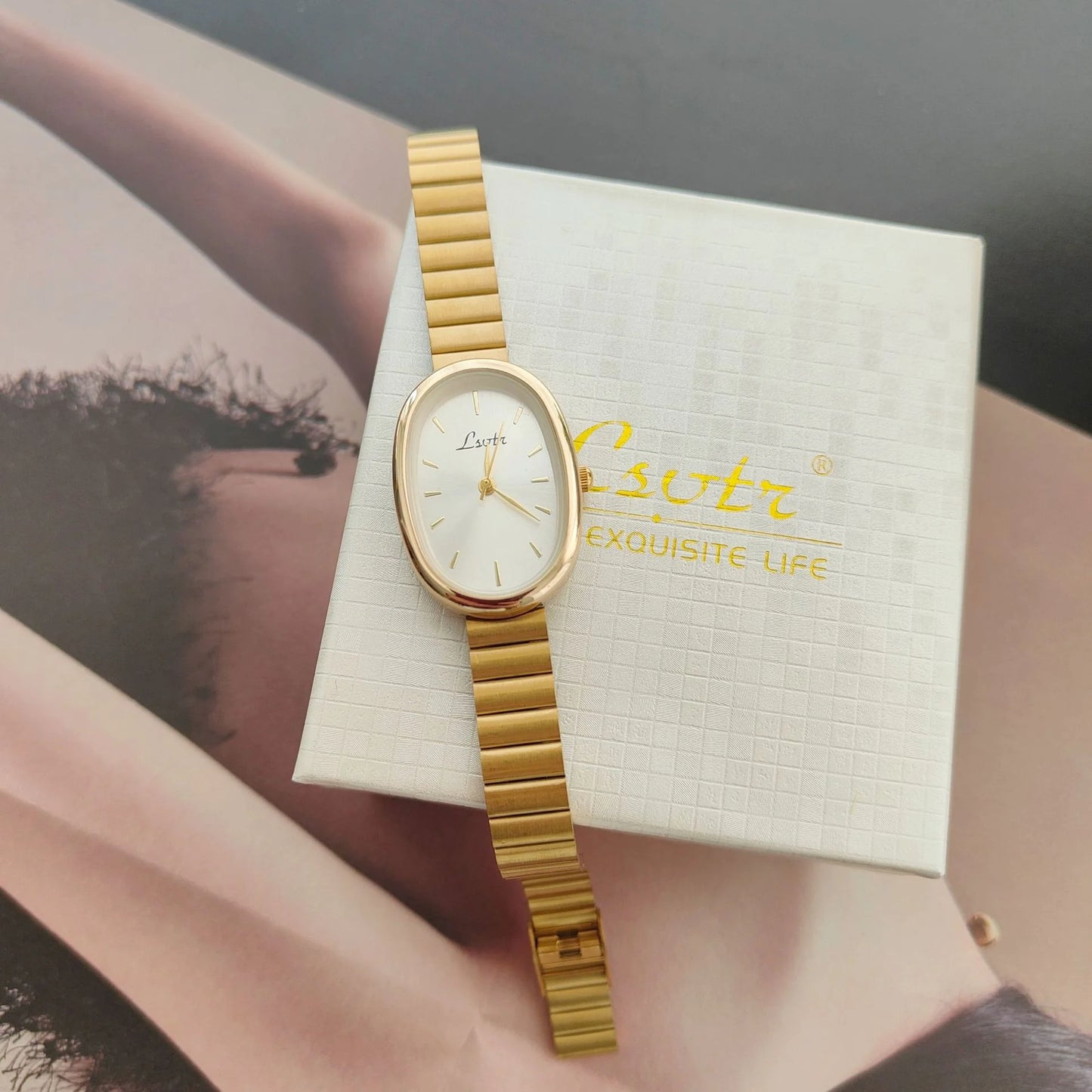 Golden Quartz Steel Belt Watch