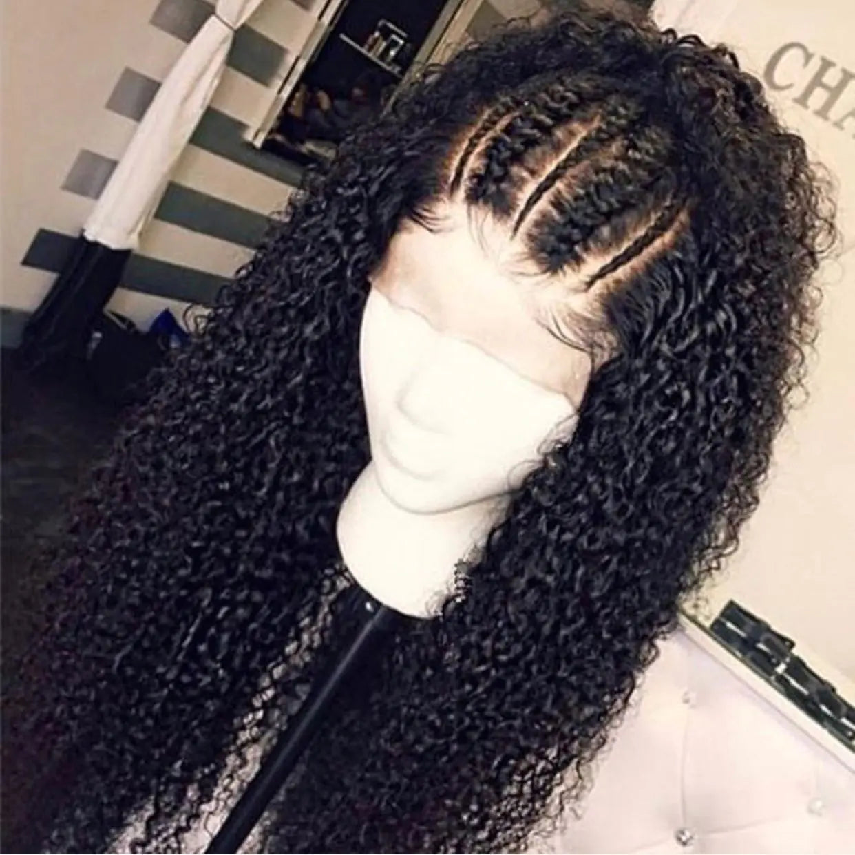 New Long Curly Lace Wig for Women - Black Hairpiece