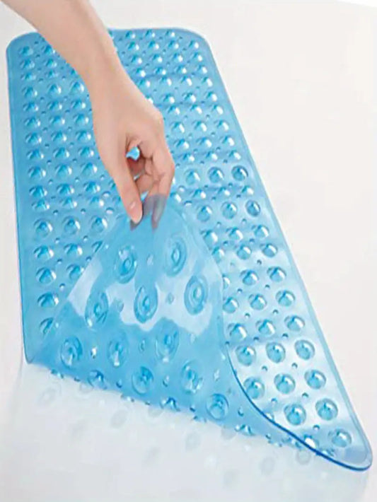 Extra Large Blue Non-Slip Bath Mat with Suction Cups