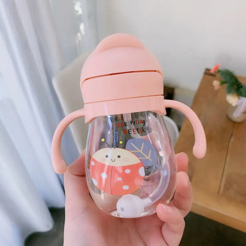 Cute Baby Straw Cup with Gravity Ball and Handle