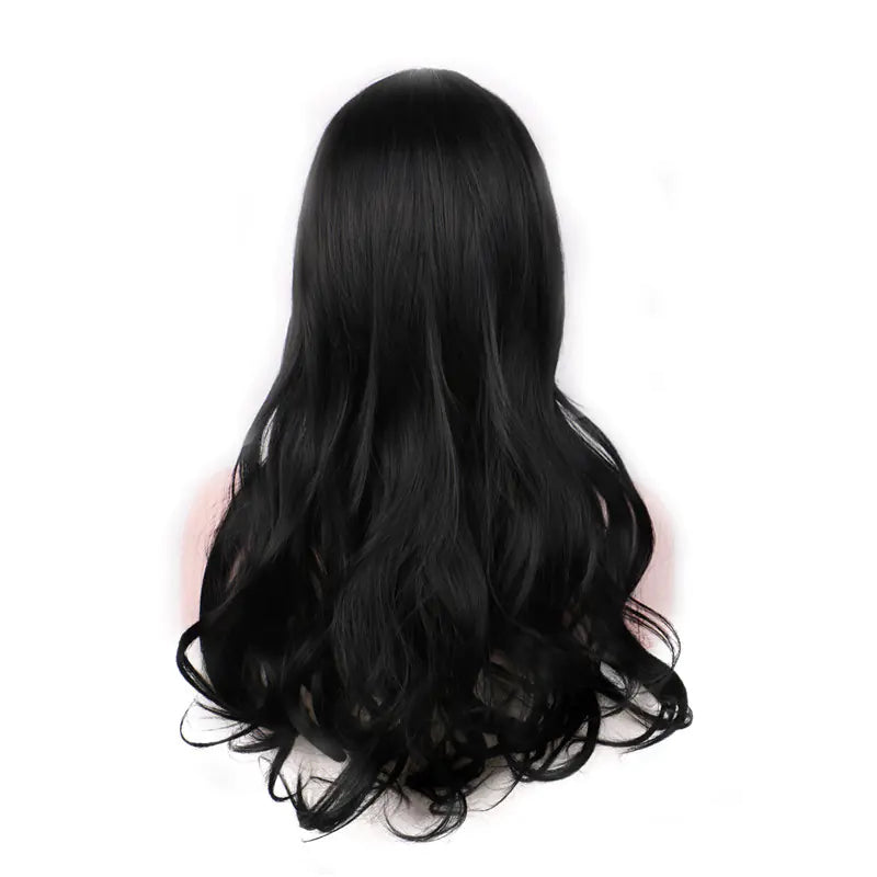 Korean Style Long Wavy Wig with Bangs - High-Temperature Fiber
