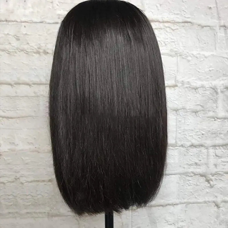 European American Black Short Straight Lace Wig