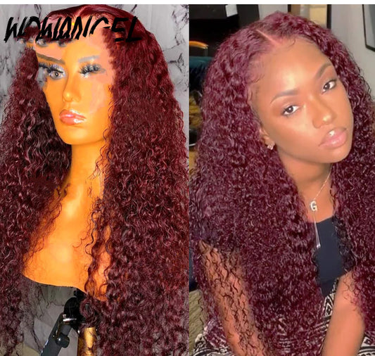 Fluffy Wine Red Curly Hair Fiber Wig for Women