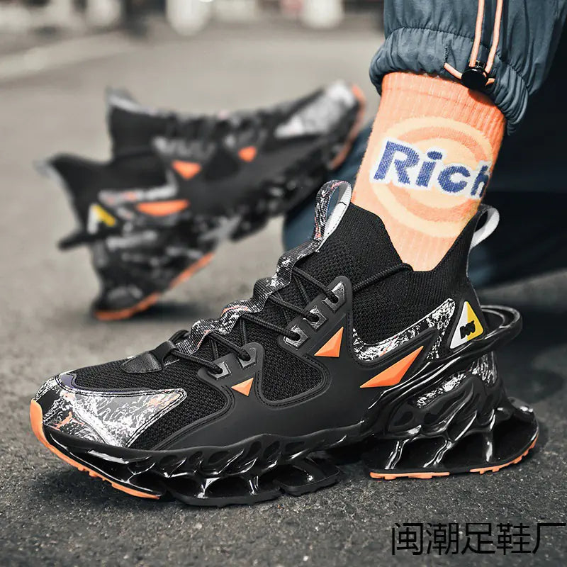 Trendy Knitted Blade Sole Sports Shoes for Teens