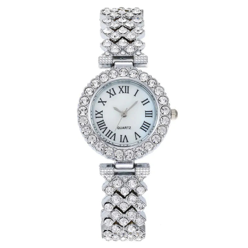 Fashion Roman Pattern Women's Diamond Quartz Watch