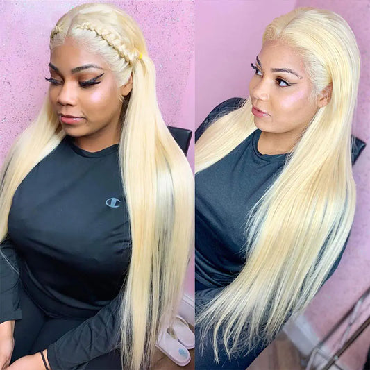 613 Blonde Glueless Lace Front Wig - Long Silk Straight