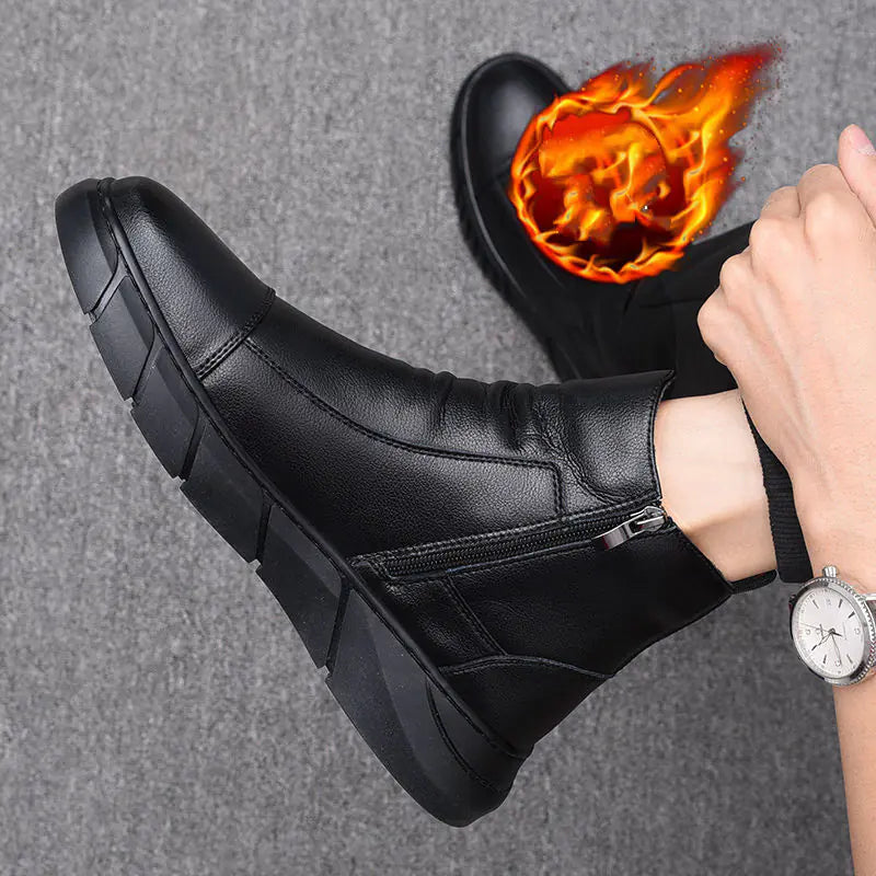 High-Top Casual Leather Shoes for Men