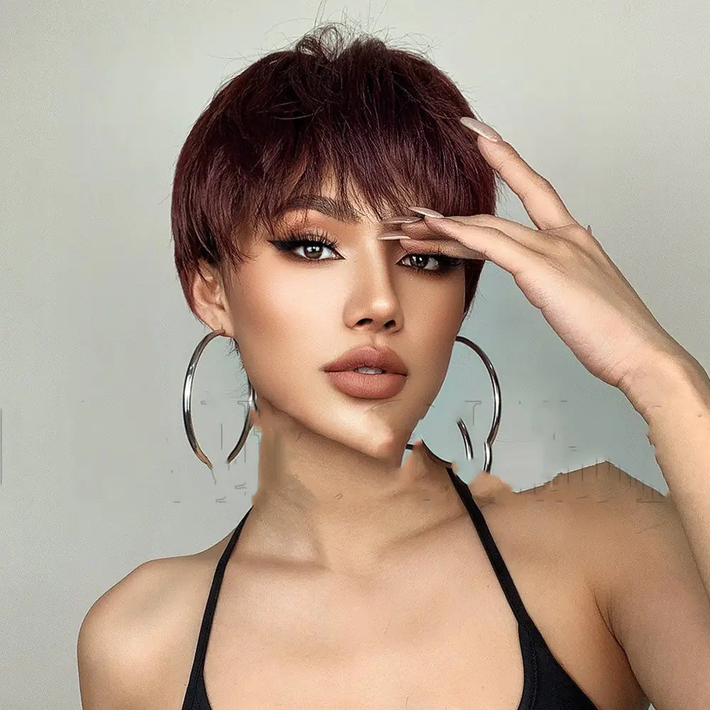 Short Straight Hair Wig in Six Colors - Reversed Style