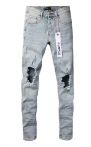 Fashion Slim Jeans with Knee Rips in Light Blue (One Piece)