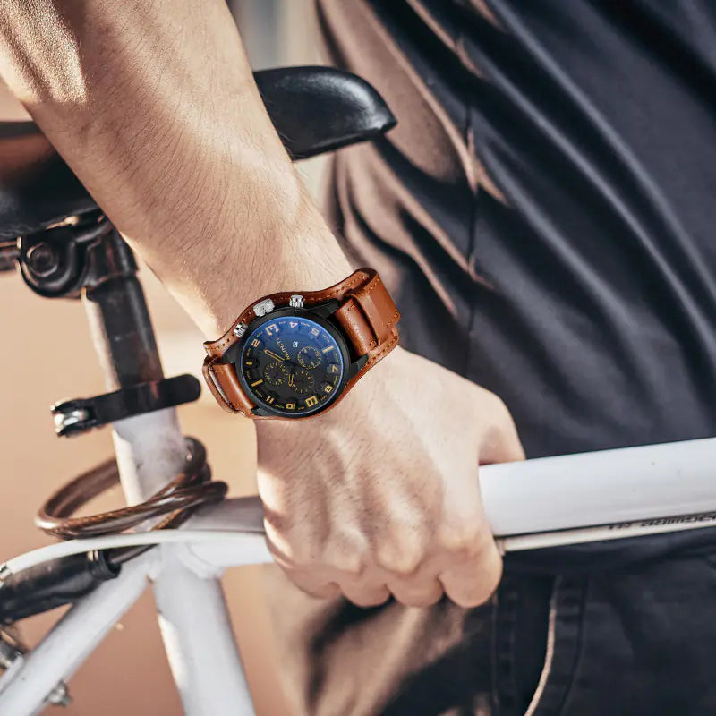 Muniti Quartz Watch - Waterproof Sports Leather Strap