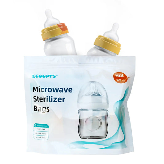 ECOOPTS 12 Count Microwave Steam Sterilizer Bags Reusable Micro-Steam Bags for Baby Bottles and Breast Pump Sterilizer Parts Microwave Steam Bags