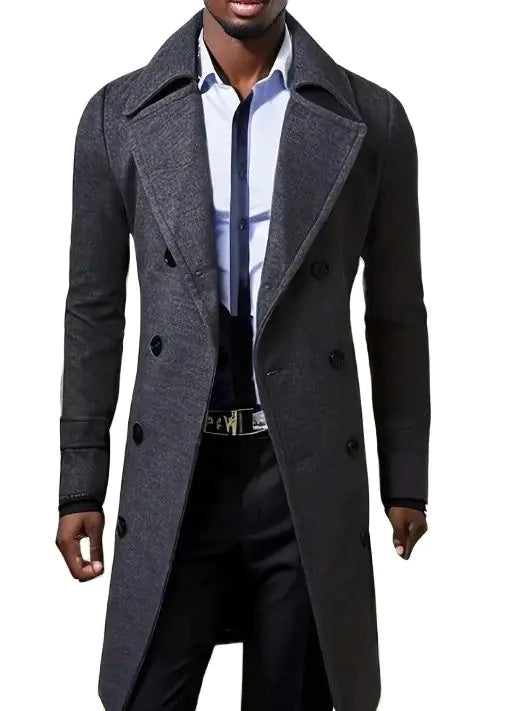 2024 Men's Double-Breasted Woolen Jacket (Autumn/Winter)