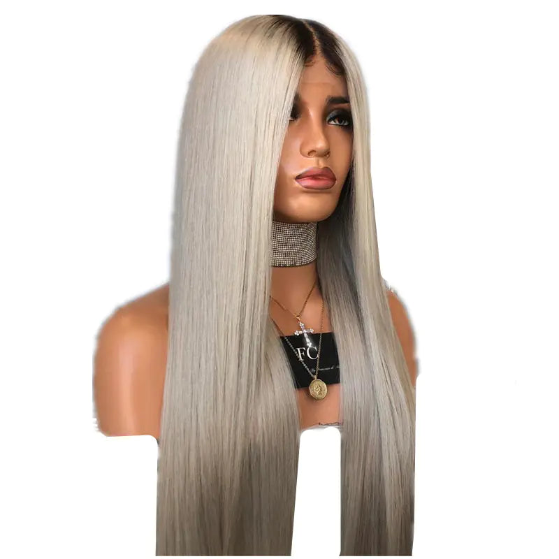Fashionable Black to Gray Ombre Lace Front Wig for Women