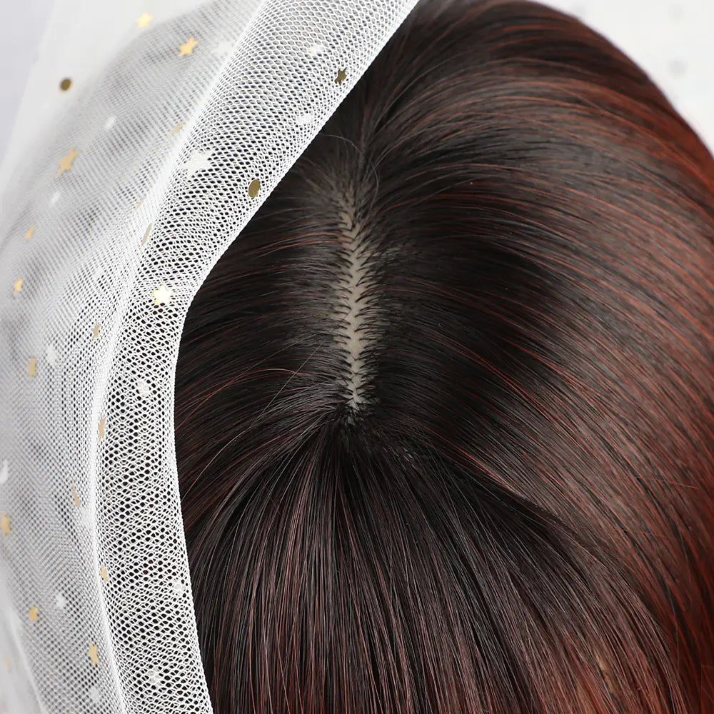 EASIHAIR Long Wine Red Bangs Gradient Fashion Wig