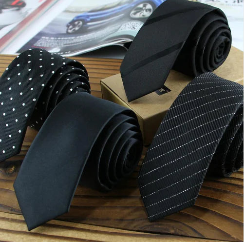 5cm Men's Narrow Business Black Striped Tie