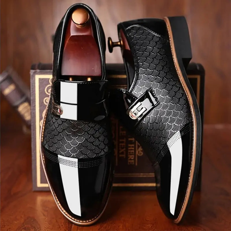 Men's Leather Classic Stylish Non-Slip Black Shoes