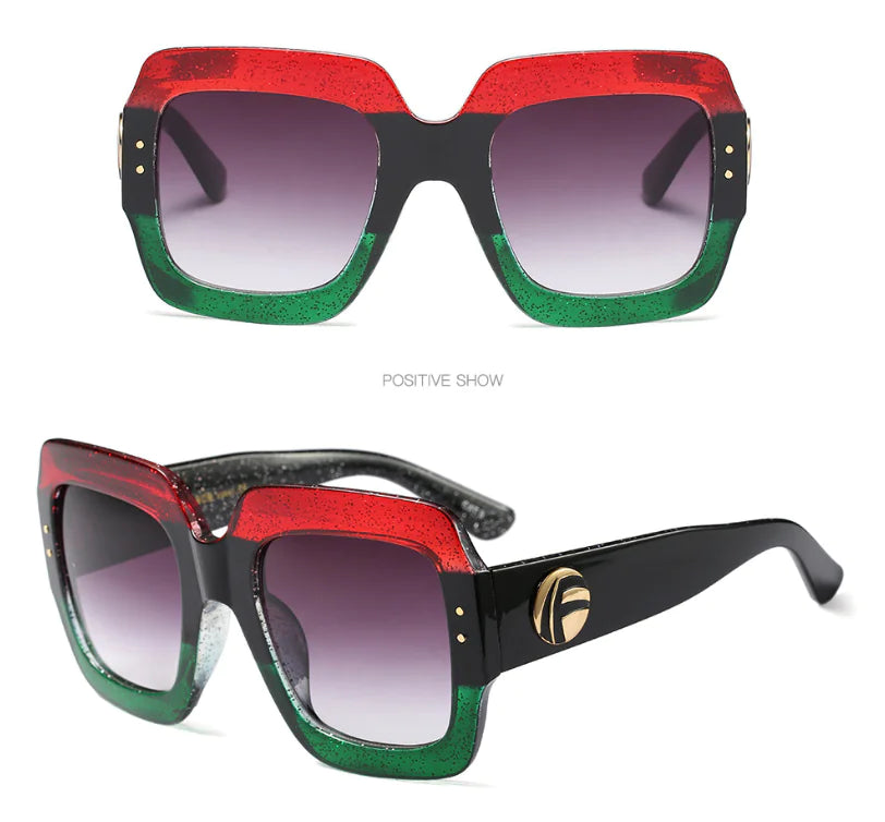 Fashionable Tri-Color Frame Sunglasses with Luxury Design