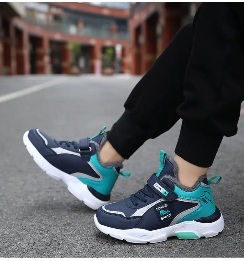 Winter Children's Leather and Velvet Sneakers