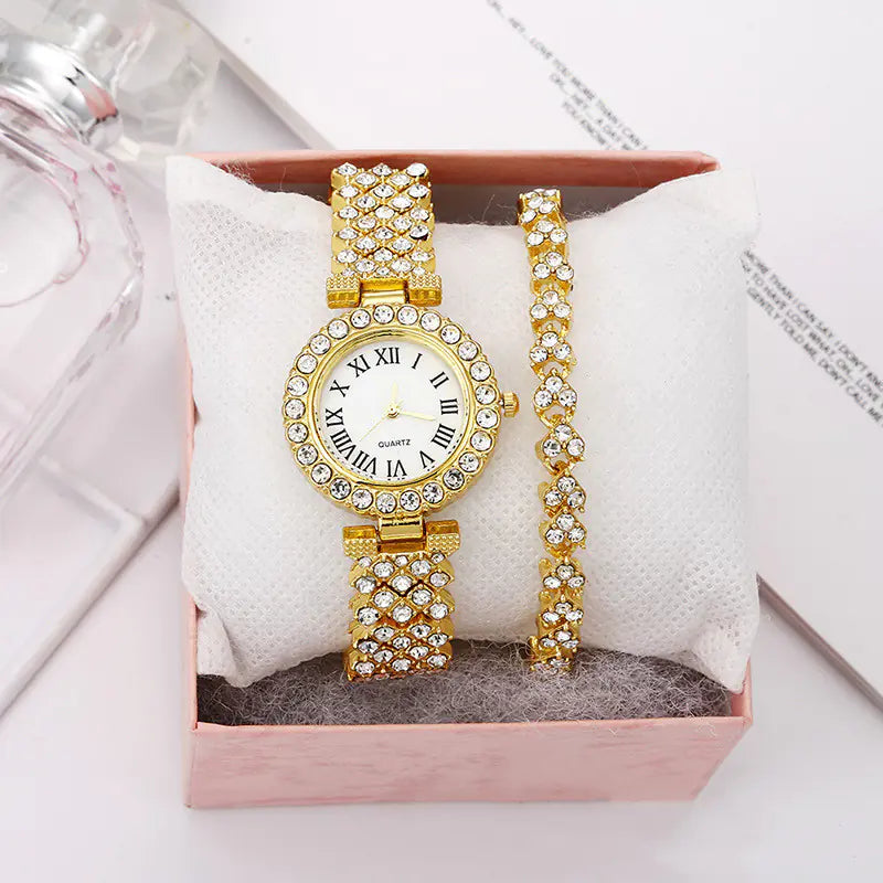 Fashion Roman Pattern Women's Diamond Quartz Watch