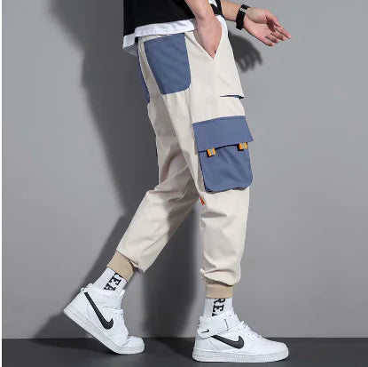 Color-Blocked Cargo Pants with Large Pockets