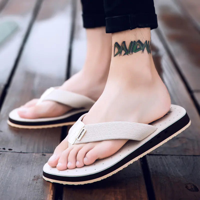 Men's Summer Beach Flip Flops - Breathable Slip-On (Size 47-48)