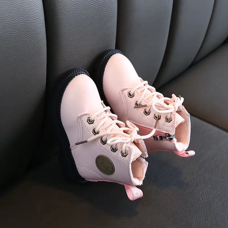 Fashionable Leather Winter Boots for Toddler Girls