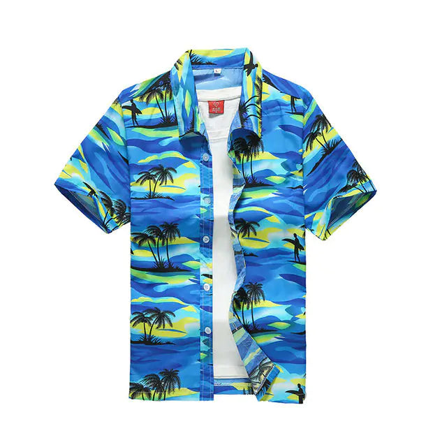 2023 Men's Hawaiian Print Short Sleeve Quick Dry Shirt